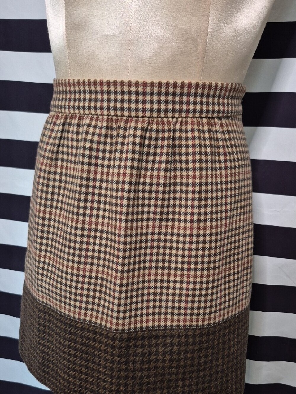 J. Crew Cassic Two-Tone Houndstooth Mini Skirt - Brown/Tan - Picture 6 of 6